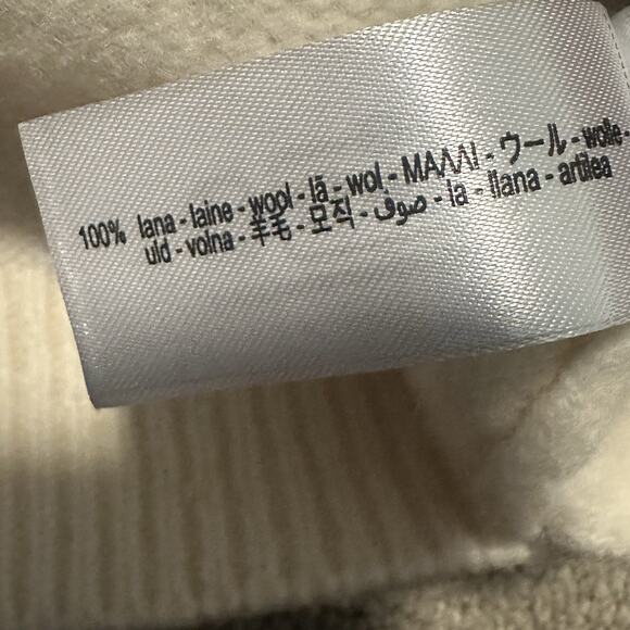 Zara Women L Cardigan Sweater 100% Wool Cropped Knit V-Neck Gold Buttons Ivory - Picture 8 of 12